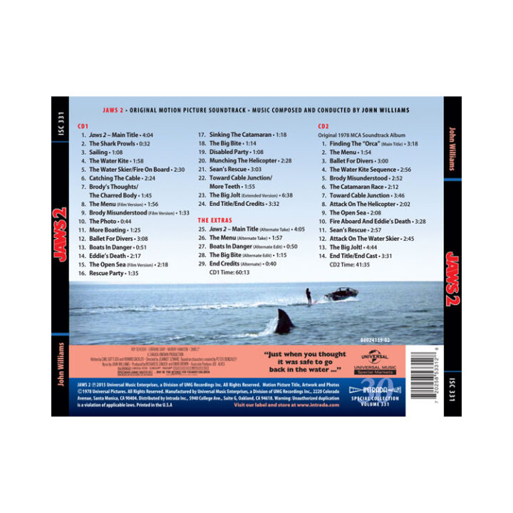 Jaws 2 JAWS 2 Soundtrack (back cover)