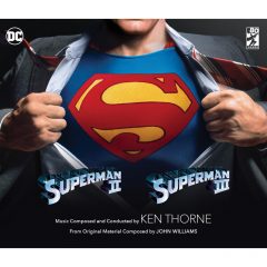 cover artwork for the Superman II and Superman III limited edition soundtracks release (3000 units)