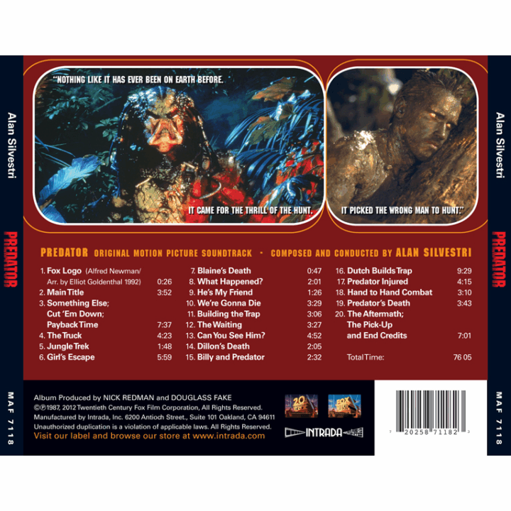 Predator Soundtrack (CD) Release MAF 7118 (back cover) Predator Soundtrack (CD) Release MAF 7118 (back cover)