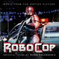 The cover artwork for the Milan Records re-issue of the classic complete RoboCop score