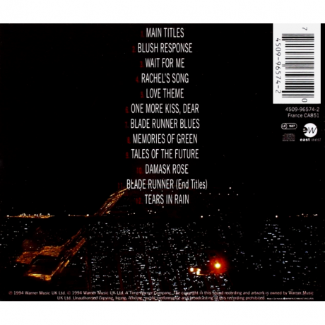 Blade Runner Soundtrack (CD) Vangelis (back cover and track listing)