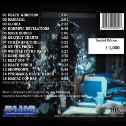 Maniac Cop 2 Soundtrack (CD) [back cover and track listing]