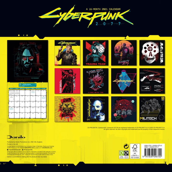 Cyberpunk 2077: Official 16 Month 2021 Calendar (back) Cyberpunk 2077: Official 16 Month 2021 Calendar (back)